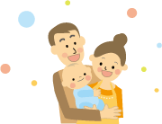 赤ちゃんを抱っこするパパとママ