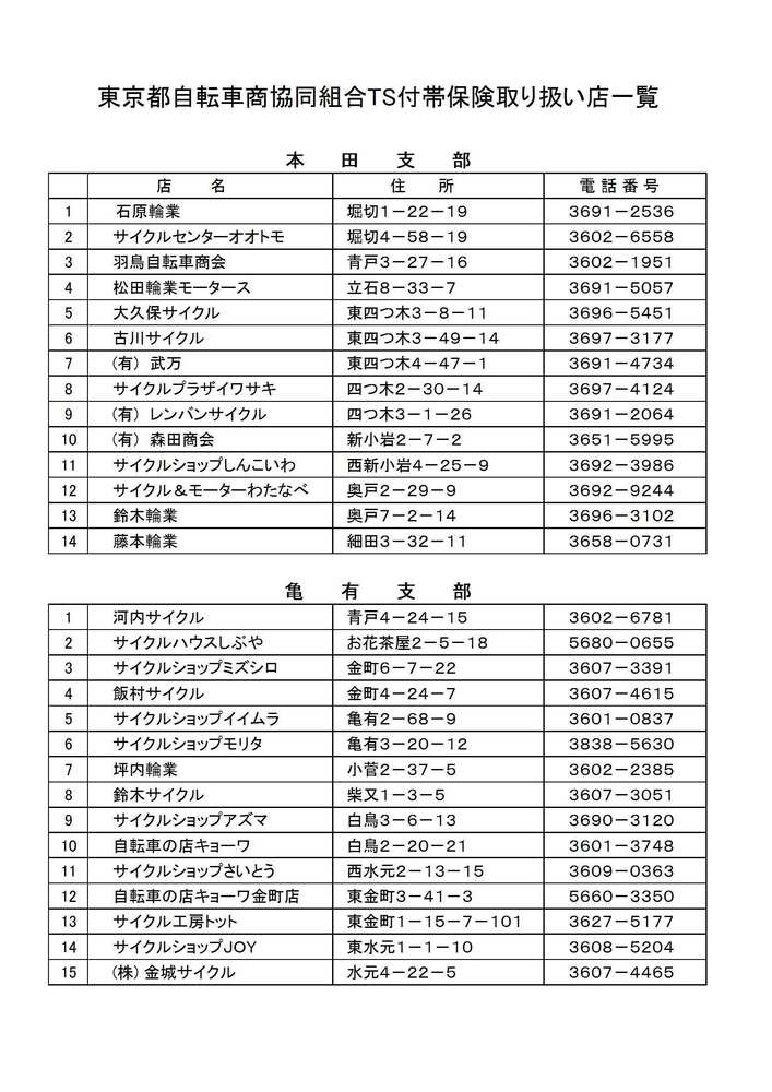 TS取扱店舗一覧