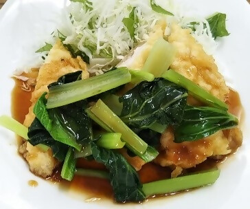 白身魚の衣揚げ 小松菜あんかけ