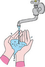 蛇口の水を手に注ぐイラスト