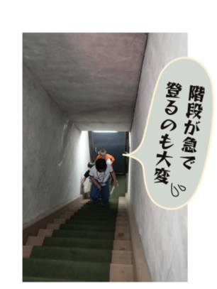 防空壕への階段の写真