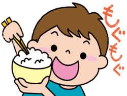 ご飯を食べている男の子のイラスト